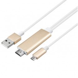 Micro USB MHL to HDMI Cable, HD TV Cable for Samsung Android Smart Phones and Tablets (Gold)